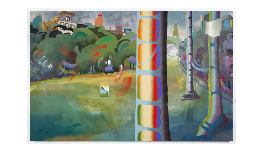 Long Meadow, 2012  |  Oil, dye and spray paint on canvas 55" x 86" 