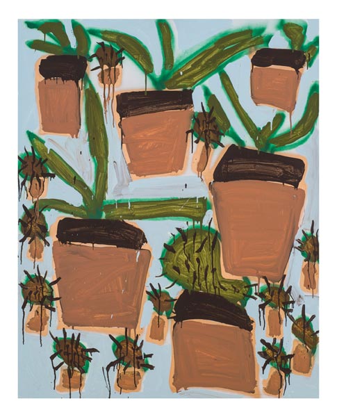 Plants, 2013, Acrylic and spray-paint on canvas 5’ x 4’