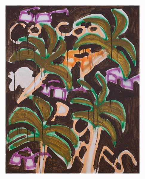Cocoa Puffs, 2013, Acrylic and spray-paint on canvas 5’ x 4’