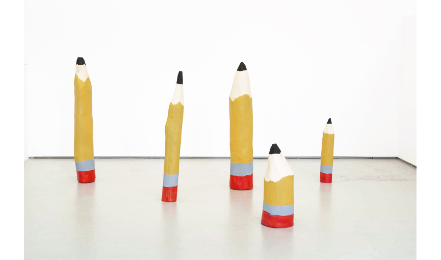 Pencils series, installation view at Josh Lilley Gallery, 2012  |  Acrylic and flashe on wood, dimensions variable