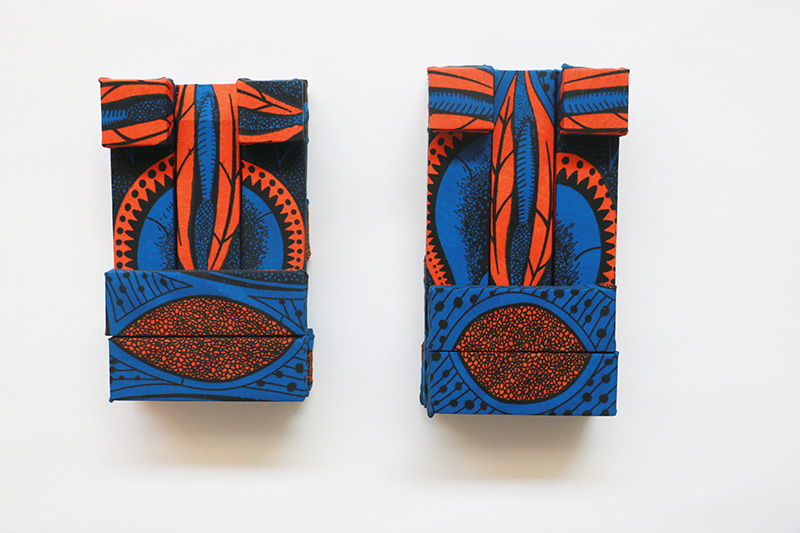 Baya, 2016 | Dutch-Wax printed fabric on wood, 8" x 13.5" x 3"