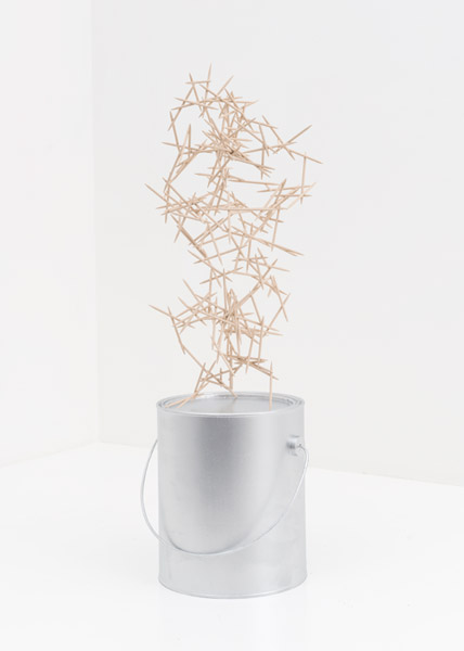 Untitled (Can with Toothpicks), 2014 | Wood, steel, and paint, 22.5'' x 10'' x 10d