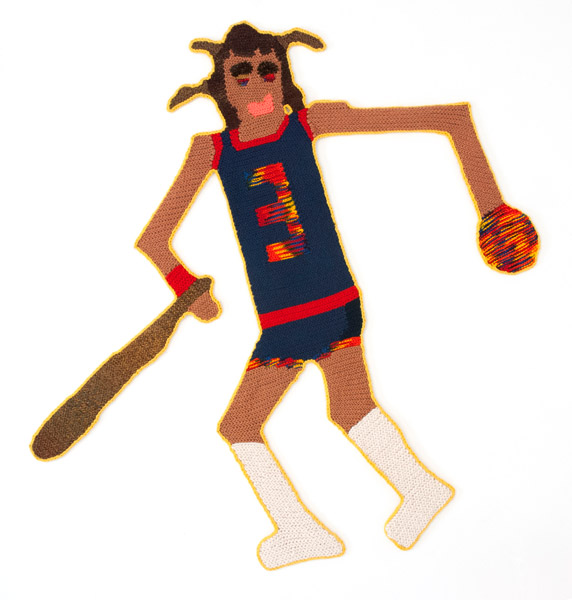 Dream Team: Cave Painter with Brush, 2015 | Hand crocheted assorted wool