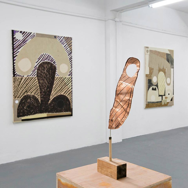 Installation view, "Finger, Nose, Thumb" at Roberto Paradise, Austin Eddy