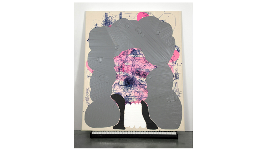 Samuel Bernard, 2010  |  Acrylic on canvas, synthesizer, speakers 74.5" x 60" x 17"