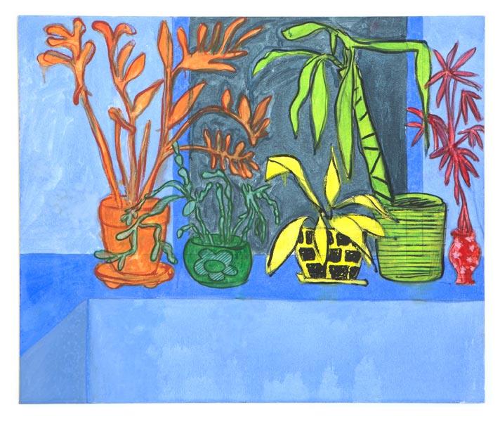 Houseplants (blue), 2013 Oil on canvas, 31” x 37”
