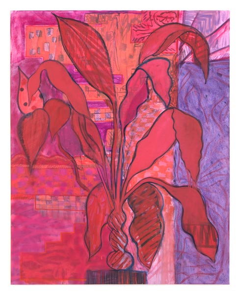 Red Dracaena (2013) Oil, charcoal, pastel on canvas, 48” x 60”