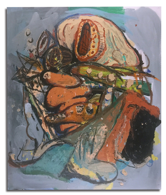 Untitled (SNAFU), 2017 | Acrylic and oil stick on canvas, 48" x 40"