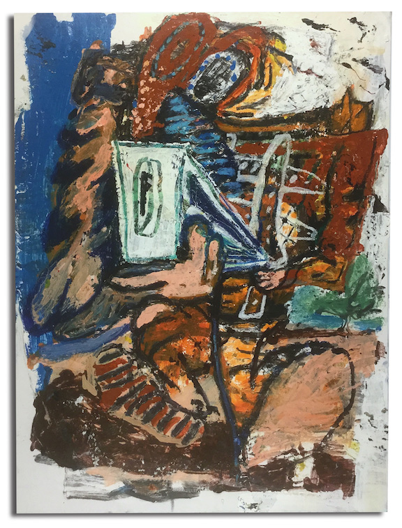 Untitled (SNAFU), 2017 | Acrylic and oil stick on canvas, 48" x 36"