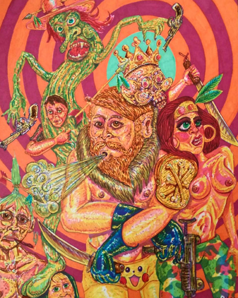 Mario Ybarra – Squad No. 6, 2015 Ink on paper, 11" x 14"