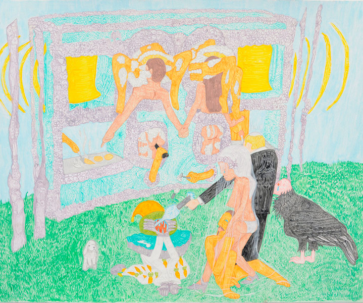 Walter Sutin – Parasites, 2015 Pen and ink on paper, 24" x 20"